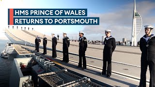 UKs biggest warship HMS Prince of Wales returns after US deployment [upl. by Ddene]