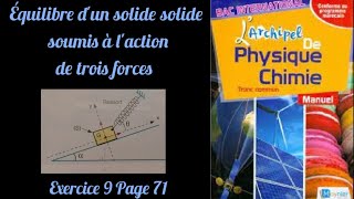 Exercice 9 P 71  Ã‰quilibre dun solide soumis Ã trois forces  Larchipel Physique Chimie [upl. by Eniarol334]