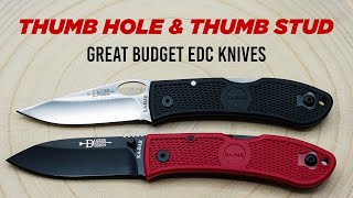 KaBar Dozier Thumb Hole amp Thumb Stud  Great Budget EDC Knives [upl. by Heinrick]