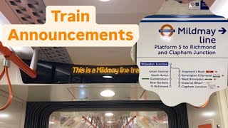 New Mildmay Line London Overground Class 378 Train Announcements [upl. by Rap]