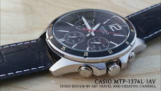 Casio MTP1374L1AV Black Genuine Leather Strap Wrist Watch Video Review [upl. by Rosenkrantz88]