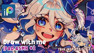 draw with me🎨 furina💙🩵┊IPAD ASMR 2┊Full Art Process sketching coloring shading┊Ibis Paint X [upl. by Barbee401]