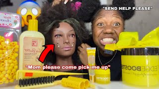 Doing my Mannequin THICK NAPPY Hair Only using Yellow Products [upl. by Anallise]