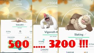 Pokemon Go  Evolve Slakoth 500 CP  Vigoroth  Slaking [upl. by Rawdan]