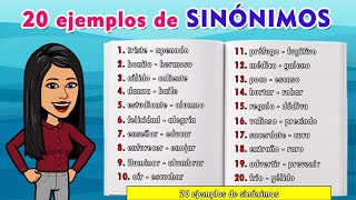 20 ejemplos de sinónimos  Examples of synonyms [upl. by Howlend819]