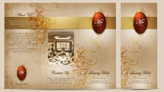 Create a Tri fold Hotel Brochure Cover Photoshop Tutorial [upl. by Kurman]