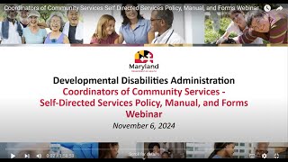 Coordinators of Community Services Self Directed Services Policy Manual and Forms Webinar [upl. by Rempe]