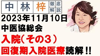 【中林梓】梓の勝手な独り言（2023 11 10中医協総会 入院（その3）回復期入院医療について） [upl. by Naylor327]