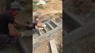 building the steps🪜 construction pavers concrete landscape work [upl. by Gilda334]