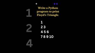 Floyds triangle using pythonInterview questionpython3 coding pythonforbeginners [upl. by Jaynes]