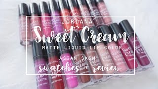 Jordana Sweet Cream Matte Liquid Lip Color Swatches amp Review on Asian Skin [upl. by Rizzo714]