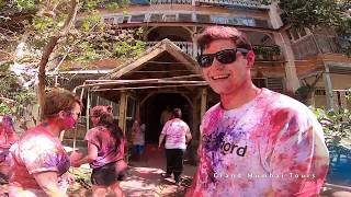 Foreign Tourists Enjoying Holi Color Festival in India [upl. by Trstram]