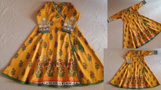 Angrakha Frock Cutting and Stitching 6 to 7 years  Frock Cutting and Stitching Step by Step [upl. by Guerin]