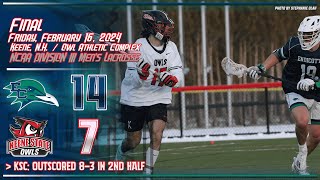 Keene State Mens Lacrosse Highlights vs Endicott 2162024 [upl. by Nnaycnan]