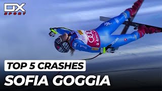 Top 5 Best Crashes by Sofia Goggia  Alpine Ski 🇮🇹 [upl. by Gabor]