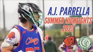 AJ Parrella Dickinson 2029 Summer Lacrosse Highlights 2023 [upl. by Kcirted]