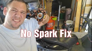 Chinese Scooter 150cc  50cc no Spark Fix Stator Replacement gy6 gy6nation ifixshet [upl. by Cowey]