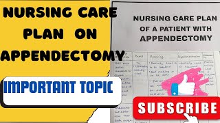 NURSING CARE PLAN ON APPENDECTOMY APPENDECTOMY NURSING CARE PLAN APPENDECTOMY [upl. by Kreegar]