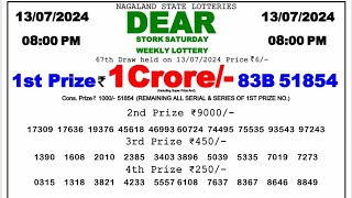 🔴 Evening 0800 PM Dear Nagaland State Live Lottery Result Today ll Date13072024 ll [upl. by Reinhold]