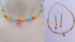 How To Make Bicone Necklace And Earrings DIY Simple Bicone Necklace And Earrings [upl. by Ramak]