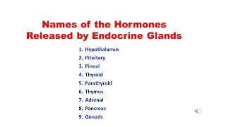 Names of the Hormones Released by Endocrine Glands  Class 11 Biology neet [upl. by Pentheam818]