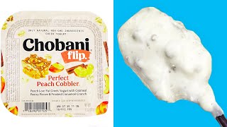 CHOBANI FLIP PERFECT PEACH COBBLER Greek Yogurt  Whats Inside [upl. by Nylessoj]