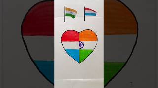 Indian Flag ❤️ Luxembourg Flag  Love Draw shorts drawing indianflag youtubeshorts [upl. by Anerres938]