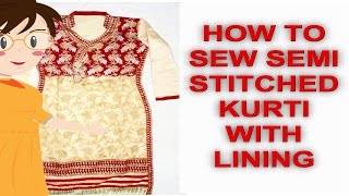 How To Sew Lining With Semi Stitched Kurti  DIY  Tailoring With Usha [upl. by Tedmund140]