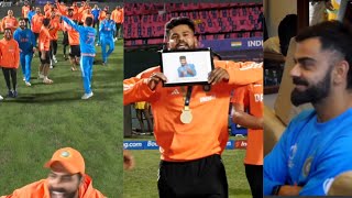 Virat Surya Rohit Jadeja Dancing In ground after Shreyas Iyer got Gold Medal for best fielder vs NZ [upl. by Monto]