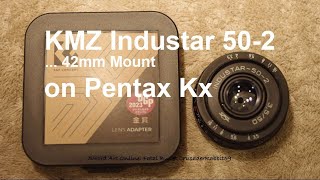 Pancake KMZ Industar 502 42mm M42 lens mounted to Pentax Kx [upl. by Lexine]