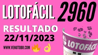 🍀 Resultado Lotofácil 2960 [upl. by Elwyn]