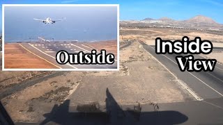 Airplane outside amp inside view  Aer Lingus A321neo hard landing at Lanzarote LanzaroteWebcam [upl. by Nyrahtak810]