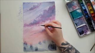 Watercolour Painting Process  quotWinter Sunshinequot [upl. by Nobell297]