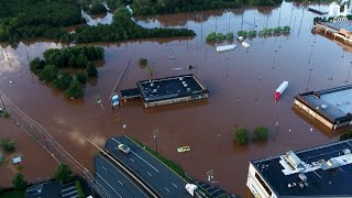 Drone captures severe flooding from remnants of Hurricane Ida in Somerville and Raritan [upl. by Nelyk]