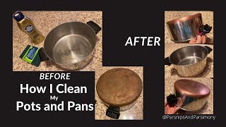 How To Clean Copper Bottom Pans Revere Ware  Only 2 items needed  Kitchen Cleaning Hack [upl. by Jephthah869]