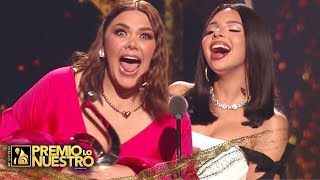 La reacción de Yuridia y Ángela Aguilar al recibir su Premio Lo Nuestro 2024 [upl. by Fusco]