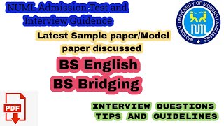 NUML Admissions 2023  BS English entry test paper pattern  NUML BS English [upl. by Nutsud]