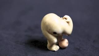 JAPANESE CONTEMPORARY IVORY NETSUKE BY KANGYOKU [upl. by Elish]