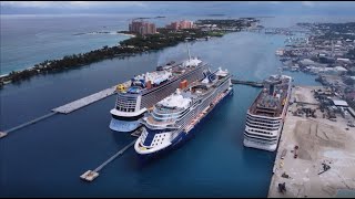 Nassau Bahamas Cruise Port Aerial Drone 2021 During Construction [upl. by Gertrud385]