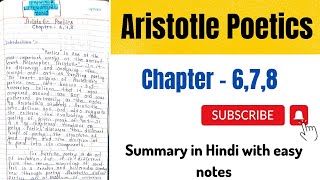 Aristotle Poetics  Aristotle Poetics Chapter 6 7 8  Aristotle Poetics Summary [upl. by Yrailih]