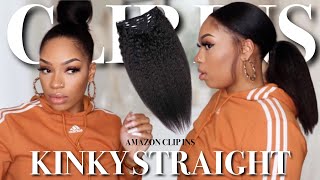 50 Kinky Straight Amazon ClipIns Transform your hair TODAY [upl. by Ahsirhcal]