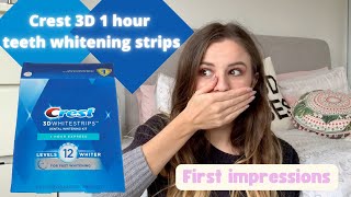 CREST 3D 1 hour teeth whitening strips  First Impressions and review [upl. by Adnoved565]