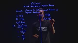 JSS1  Mathematics  Fractions  Conversion of mixed fractions to improper fractions  4 [upl. by Noni]