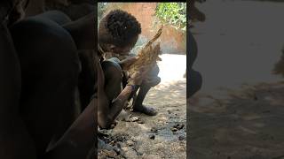 Hadzabe ancient way of making fire in the forest ‼️shorts [upl. by Girhiny24]