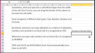 Video 2 How Excel handles different data types [upl. by Erickson]