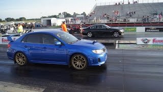 11 BWM 335i E92 N55 vs 13 WRX STi—Pivothead driver POV [upl. by Nilpik]