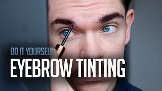 DIY Eyebrow Tinting  Testing Maybelline Tattoo Brow On Men’s Eyebrows [upl. by Kezer]