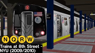 OpenBVE Virtual Railfanning N Q R and W Trains at 8th Street  NYU 20092010 [upl. by Ku]