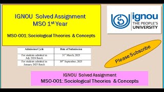 MSO 001 Solved Assignment 202425  Sociological Theories ampConcepts solvedassignment202425 [upl. by Malda]