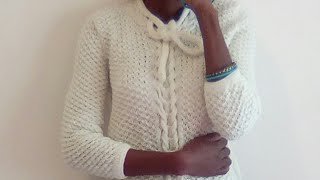 Tuto pull pour femme au tricot avec point ajouré tricoter un pull femme au tricot au motif ajouré [upl. by Anemij473]